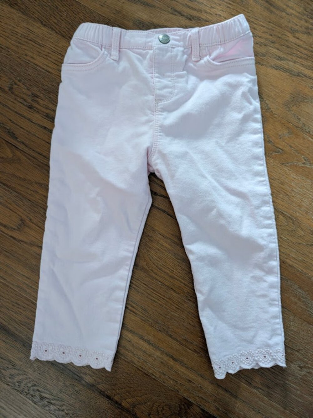 OshKosh Pink Eyelet Bottom Border Pants for Girls 24mo